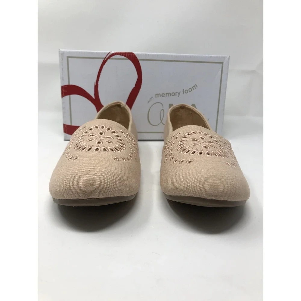 MIA Amore Linnett 10 Peach Canvas Slip‎ On Shoe Espadrille Memory Foam